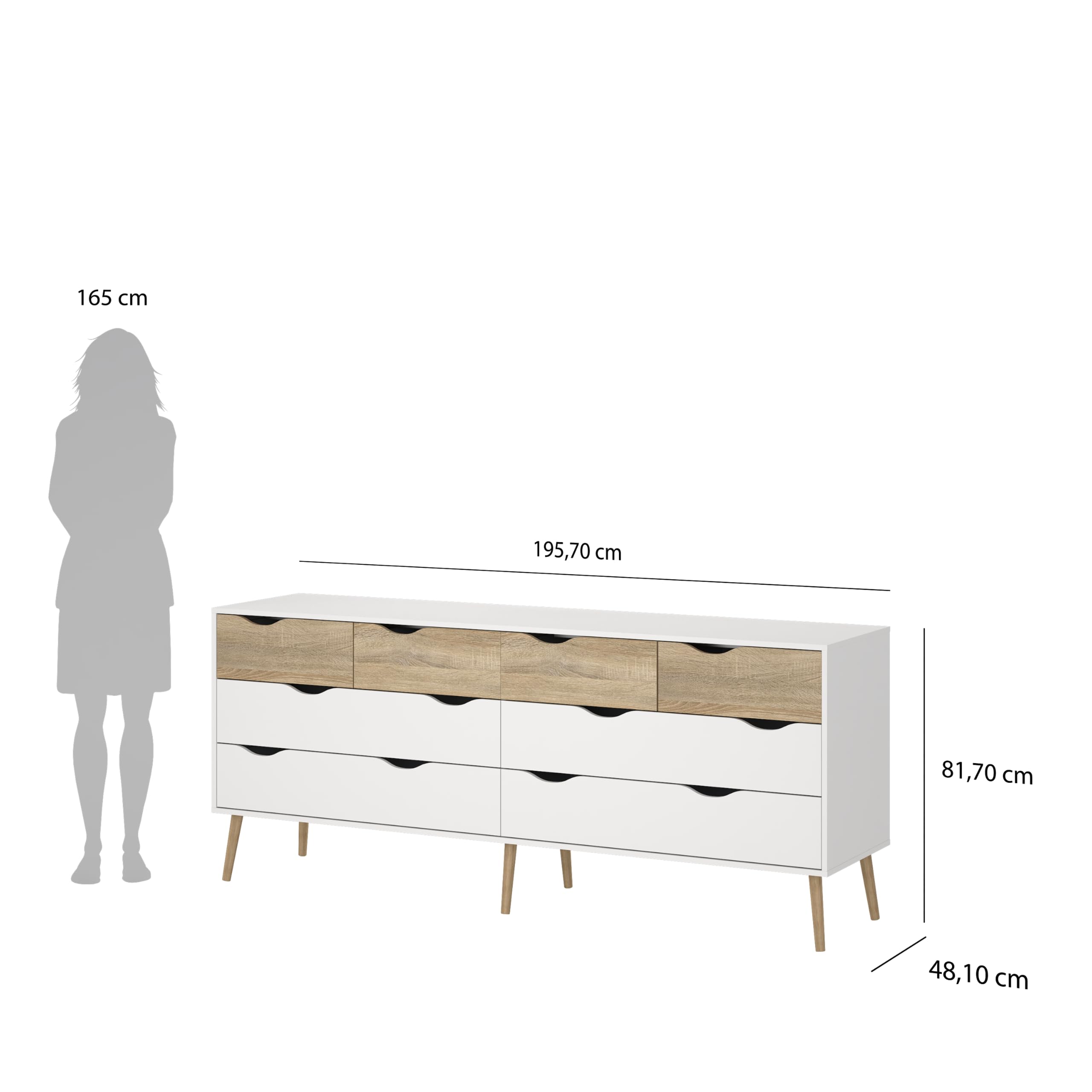 Amazon.com: Tvilum Diana 8 Drawer Dresser, White/Oak Structure